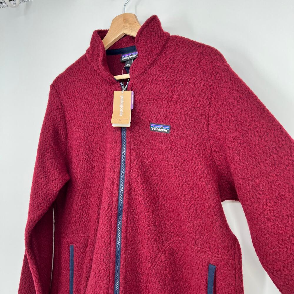 Patagonia Woolyester Fleece Jacket Women L Oxide Red Recycled Wool Worn Wear NEW - Picture 4 of 10